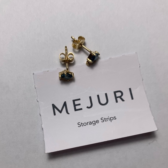 Mejuri Blue Topaz Duo Studs London Blue Topaz, Discontinued by Mejuri - Picture 3 of 6